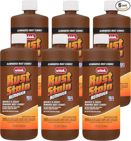 Rust-Oleum Whink Rust Stain Remover | Heavy-Duty Iron Stain Remover For White Toilets & Sinks, Colorfast Fabric & Carpets | 32 oz | 6 Pack