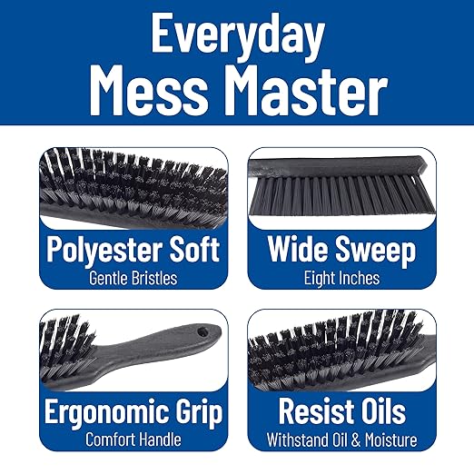 SPARTA 8 Inch Soft Counter Brush with Polyester Bristles and 5 Inch Handle, Color Coded Handheld Broom for Tables Countertops and Foodservice Surfaces, 13 Inch Overall Length, Black, Pack of 6