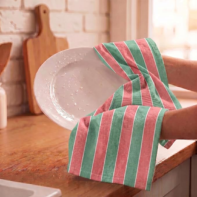 Urban Villa Kitchen Towels Set of 6 Christmas Kitchen Towels 20X30 Inches 100% Cotton Highly Absorbent Kitchen Towels Premium Quality Ultra Soft Mitered Corners KitchenTowels