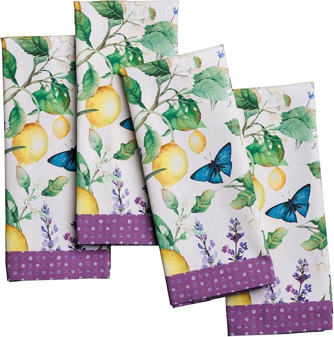Maison d' Hermine 100% Cotton Cloth Napkins Set of 4 Everyday Reusable Square Napkins Cloth Washable Dinner Party Wedding Restaurant Hotel Kitchen Spring Summer (Sivergue, 18" x 18")