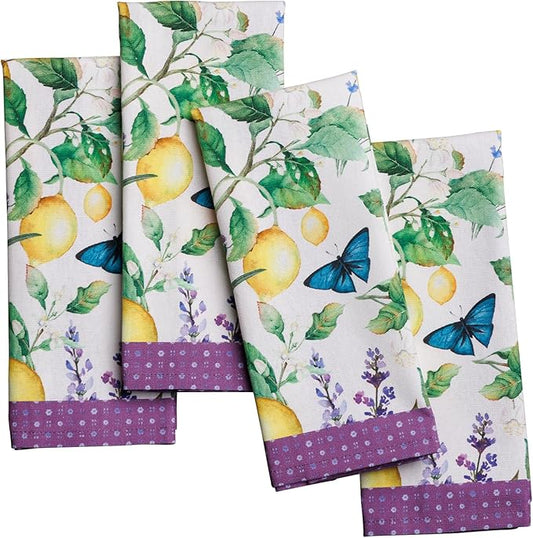 Maison d' Hermine 100% Cotton Cloth Napkins Set of 4 Everyday Reusable Square Napkins Cloth Washable Dinner Party Wedding Restaurant Hotel Kitchen Spring Summer (Sivergue, 18" x 18")