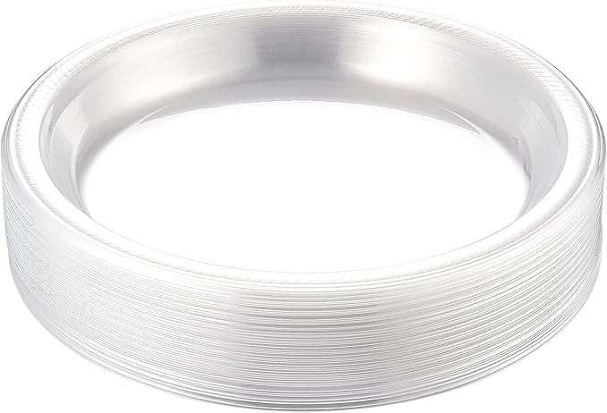 Amcrate Clear Disposable Plastic Dinner Plates, 10.4 Inches, Strong and Sturdy for Party, Holiday, Picnic, or Travel, Pack of 50