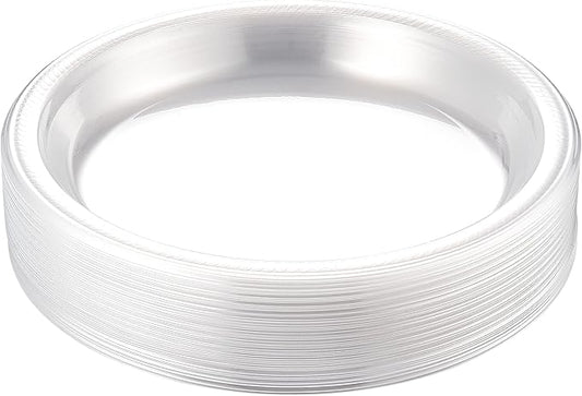 Amcrate Clear Disposable Plastic Dinner Plates, 10.4 Inches, Strong and Sturdy for Party, Holiday, Picnic, or Travel, Pack of 50