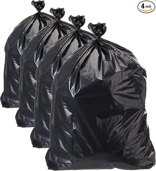 AmazonCommercial 23 Gallon SlimJim Trash Bags for Rubbermaid Receptacles, 1.1 Mil, Black, 150 Count (Pack of 4)