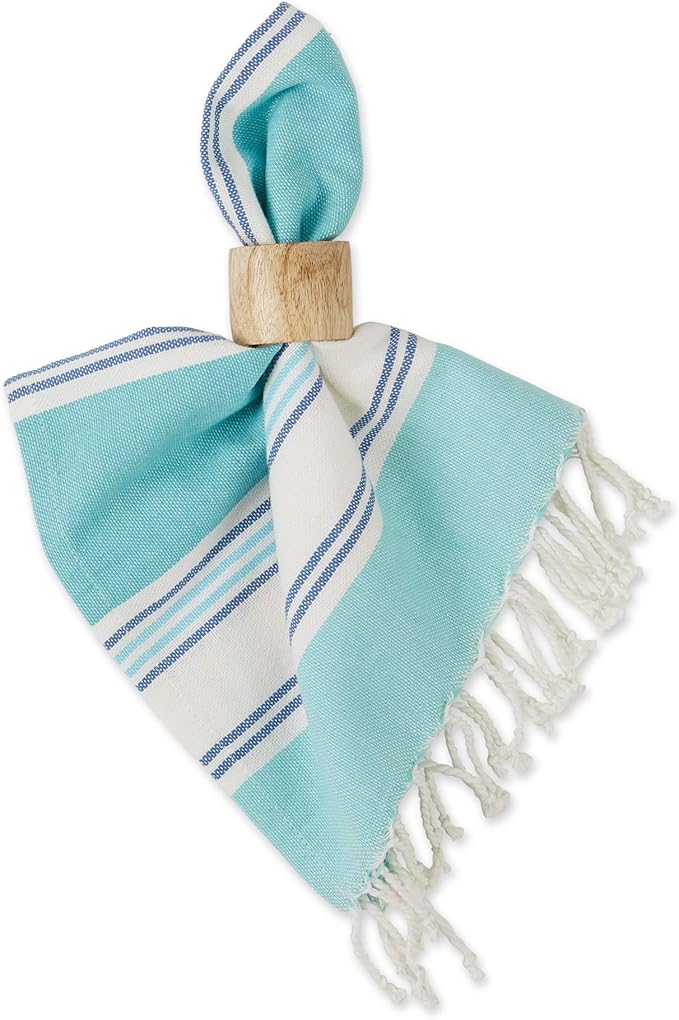 DII Seashore Collection Beach House Décor, Napkin Set, Tidal Stripe Fouta, 6 Piece