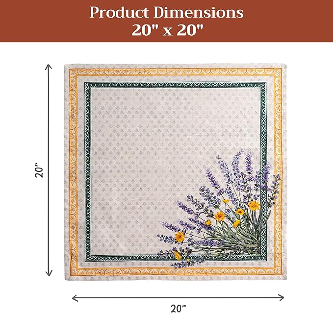 Maison d' Hermine 100% Cotton Cloth Napkins Set of 4 Everyday Reusable Square Napkins Cloth Washable Dinner Party Wedding Restaurant Hotel Kitchen Spring Summer (Fanny Lavender, 20" x 20")