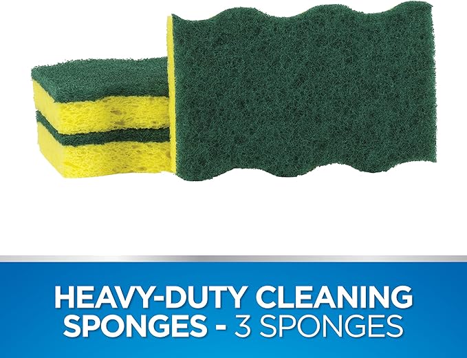 Dawn Heavy Duty Kitchen Dish Sponges, Green/Yellow (Pack of 3)