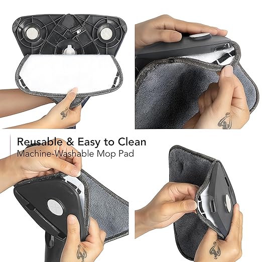 OVENTE Wall Cleaner Mop with 50" Adjustable Handle, Squeegee, Reusable and Easy to Clean Microfiber Pad, 360° Triangular Cleaning Tool Duster for Painted Walls/Baseboard/Window/Floor, Grey CTM311GY