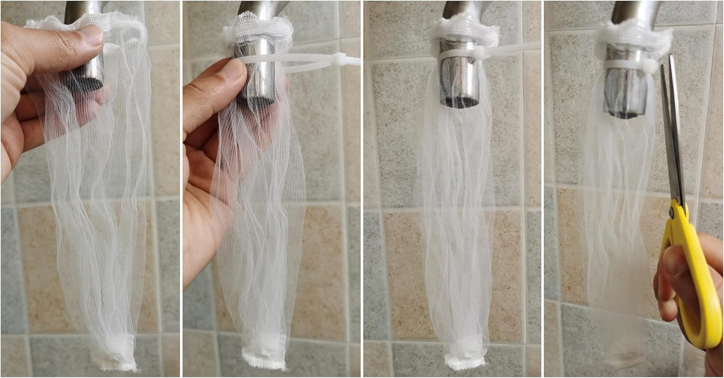 50 Pieces Washing Machine Hose Lint Traps Pet Dog Hair Catcher for Washer Laundry Lint Snare Sink Drain Hose Filter Dryer Mesh Bag with 50pcs Cable Ties