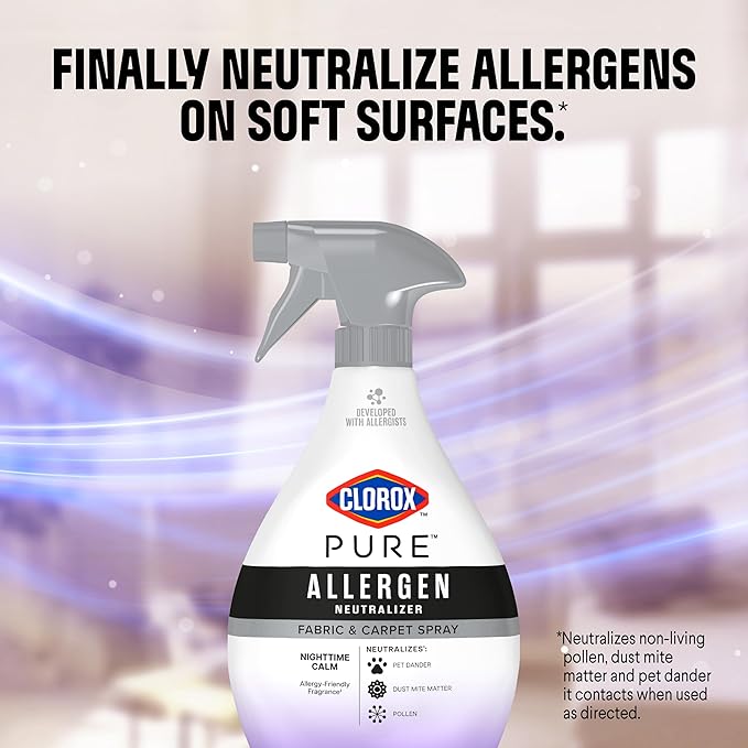 Clorox PURE Allergen Neutralizer Fabric and Carpet Spray, Nighttime Calm, 26 Fluid Ounces (Pack of 2)