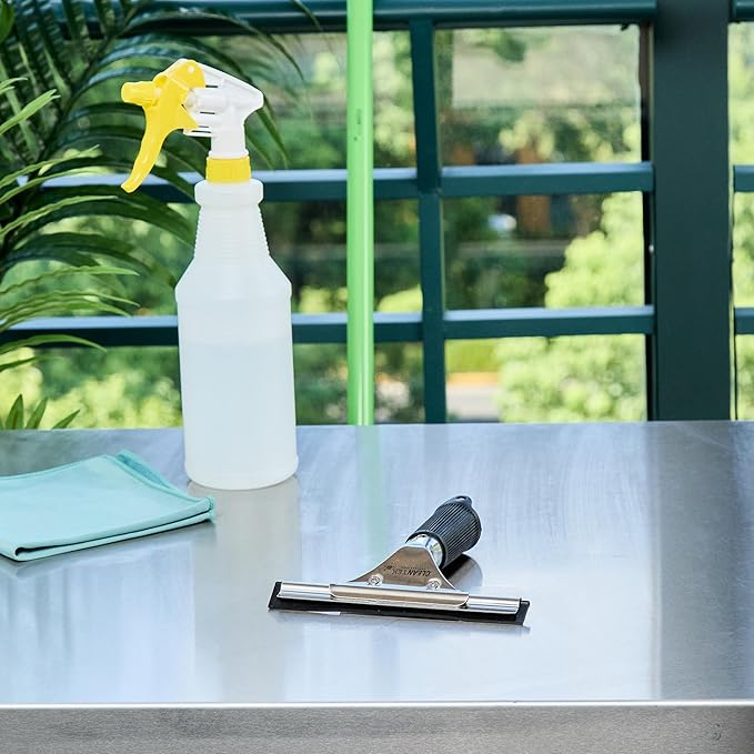 Restaurantware-Clean Tek Professional 5.91 Inch Window Squeegee, 1 Cleaning Squeegee with Rubber Blade - No-Slip Handle, Clean Mirror Or Car Windshield, Stainless Steel Wiper for Glass Door