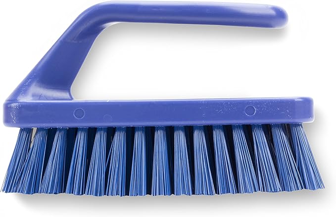 SPARTA Scrub Brush with Iron Shaped Handle and Stiff Bristles, Heavy Duty Scrubber Brush for Kitchen, Bathroom, Shower, Tile, Sink, Carpet and Bakepans, Polypropylene, 6 Inches, Blue