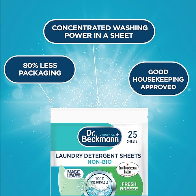 Dr. Beckmann MAGIC LEAVES Laundry Detergent Sheets NON-BIO | 25 Sheets