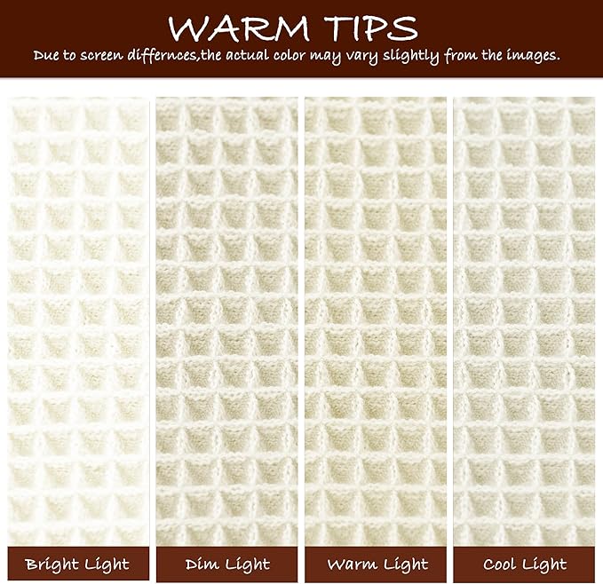 DWCN Waffle Bathroom Mat Set, Super Absorbent Non Slip Bath Rug Set for Bathroom Floor, Shower Mats 2 Piece for Tub, Washable Kitchen Rugs for Farmhouse Boho Decor, 20 x 32 Inch, Ivory