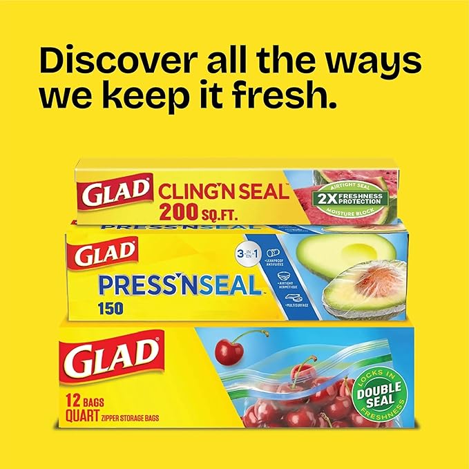 Glad Press'N Seal Food Plastic Wrap, 70 Square Foot Roll (Package May Vary)