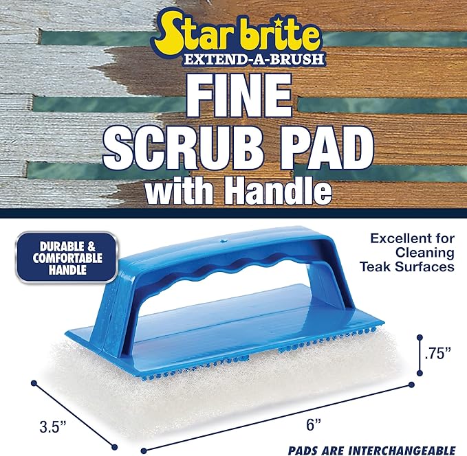STAR BRITE Scrub Pad with Handle (Fine) White (040129)