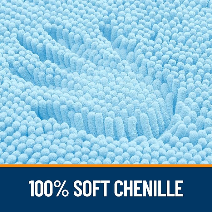 OLANLY Large Bathroom Rugs 44x32, Extra Soft Absorbent Chenille Bath Rugs, Rubber Backing Quick Dry, Machine Washable Bath Mats for Bathroom Floor, Tub and Shower, Home Decor Accessories, Sky Blue