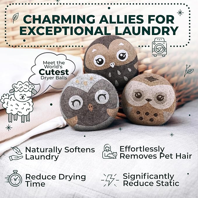 No More Dryer Sheets! XL Wool Dryer Balls 6-Pack, Reusable Laundry Softener & Static Reducer, Eco-Friendly, Long-Lasting, Safe for Sensitive Skin