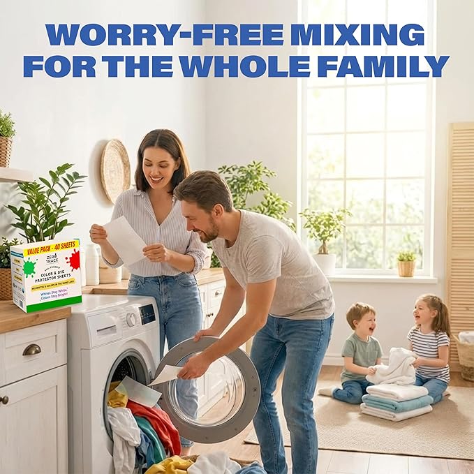 Zero Trace Color Catchers for Laundry - Protects Clothes with Color Dye Catcher,Run Remover, Color Grabbing and Color Bleed Remover for Clothes - 40 Sheets