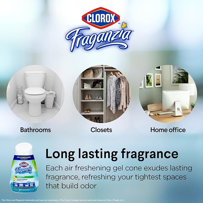 Clorox Fraganzia Gel Air Freshener Cone, Island Orchid Scent - No-Plug, Battery-Free Air Freshener for Small Rooms, Closets, Kitchens, Bathrooms, Offices and More, 6 Ounce