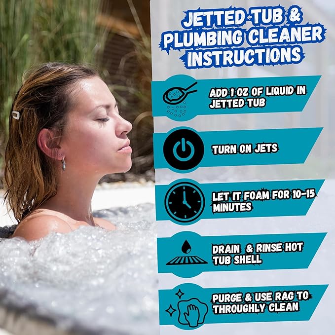 AhhSome Jetted Tub & Hot Tub Cleaner, Powerful Spa Bath Cleaning Solution for Jacuzzis & Whirlpools, 1 Gallon (64 Treatments), Professional Grade Septic Safe Solution for Hot Tubs, Made in USA
