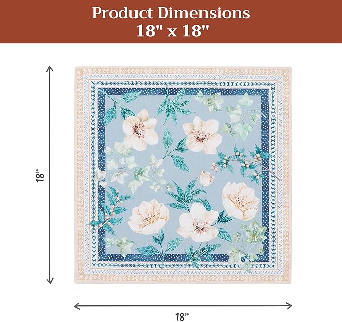 Maison d' Hermine 100% Cotton Cloth Napkins Set of 4 Everyday Reusable Square Napkins Cloth Washable Dinner Party Wedding Restaurant Hotel Kitchen Spring Summer (Winter Floral, 18" x 18")