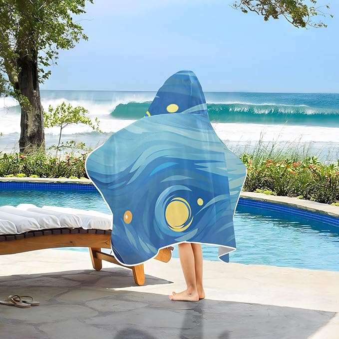 Hooded Towel for Kids Beautiful Starry Sky Beach Wrap Bath Towels 50x23.5in