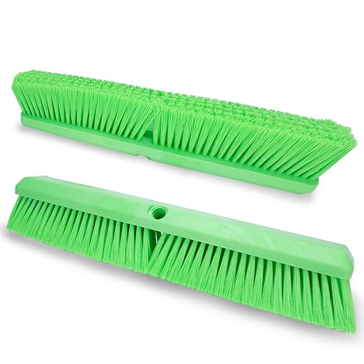 SPARTA 41890EC75 Omni Sweep Plastic Push Broom Head, Heavy Duty, Industrial Broom With Color Code System For Outdoor, Indoor, Garage, Concrete, Patio, Kitchen, Bathroom, 18 Inches, Lime, (Pack of 12)
