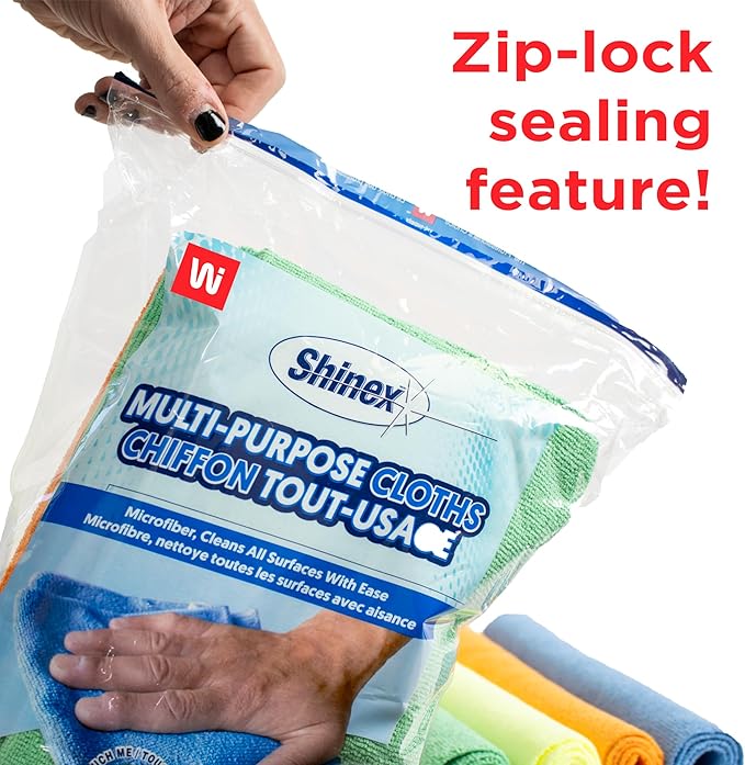 Wi-Supply Microfiber Towels 24 Pack - True to Size 14 x 14, Stitch Free, Washable, Reusable Cleaning Cloths, No Residue Rags for Dusting, Washing, Scrubbing, Drying, Polishing, Assorted Colors 860 GSM