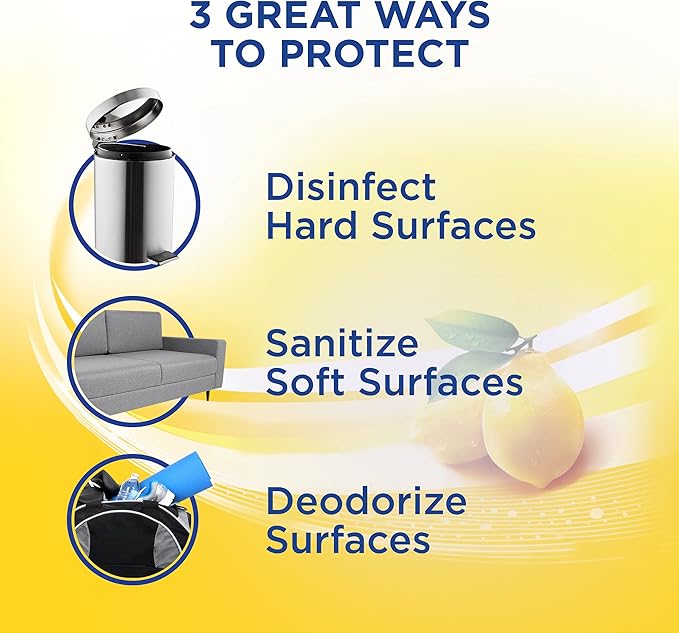 Lysol Disinfectant Spray, Household Cleaning Supplies, Disinfecting Multi-Purpose Room Spray, Antibacterial Sanitizer, Deodorizer, Kills Hantavirus, Lemon Breeze, 19 Fl Oz