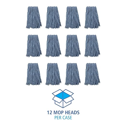 Boardwalk BWK2016B #16 Cut-End Standard Head Cotton/Synthetic Fiber Mop Head - Blue (12/Carton)