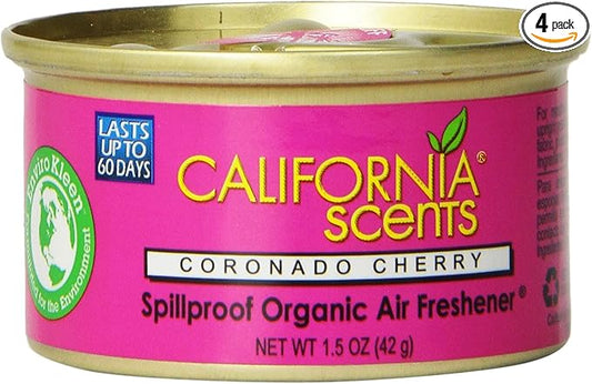 California Scents Spillproof Organic Air Freshener, Coronado Cherry, 1.5 Ounce Canister (Pack of 4)