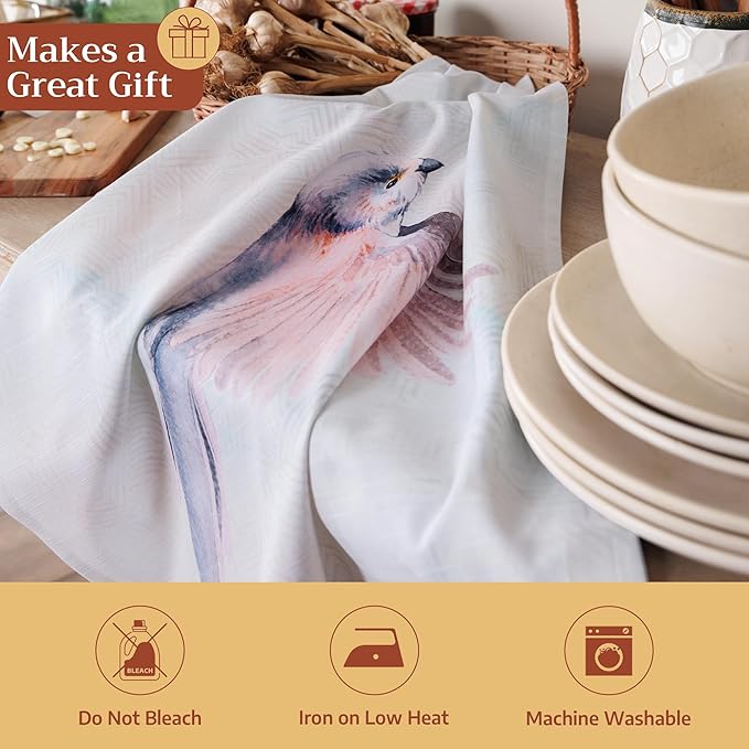 Maison d' Hermine Kitchen Towels Set of 3 100% Cotton 27.50" x 20" Reusable Cloth Tea Dish Towels Absorbent with Hanging Loop for Kitchen Farmhouse Hotel Spring Summer - Flying Birds
