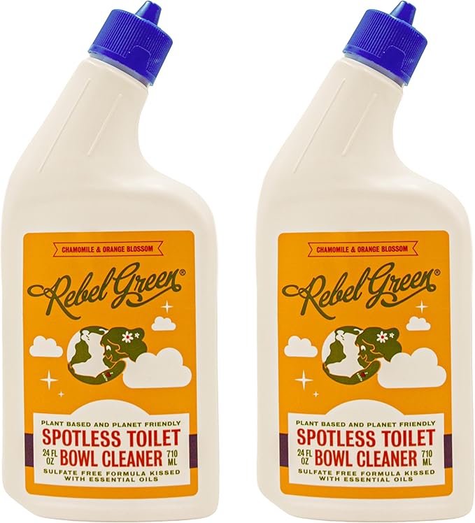 Rebel Green Spotless Toilet Bowl Cleaner - Natural, Plant-Based, Organic, Eco-Friendly, Non-Toxic Bathroom Cleaner, Chamomile Orange Blossom Scent - 24 oz - 2 Pack
