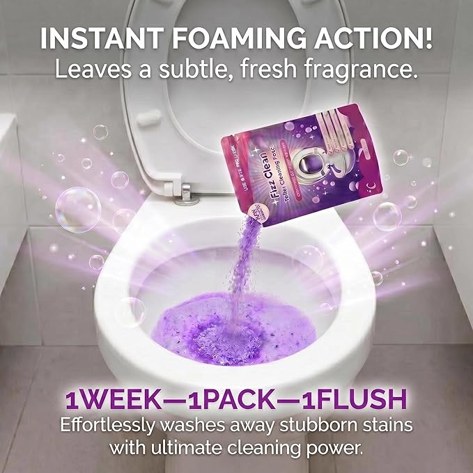 Fizz Clean Toilet bowl cleaner, a fast-foaming toilet cleaner that helps remove stains and odors. This bathroom toilet cleaner has a fresh scent and is easy to use，With Minimal Effort。 (1pc）