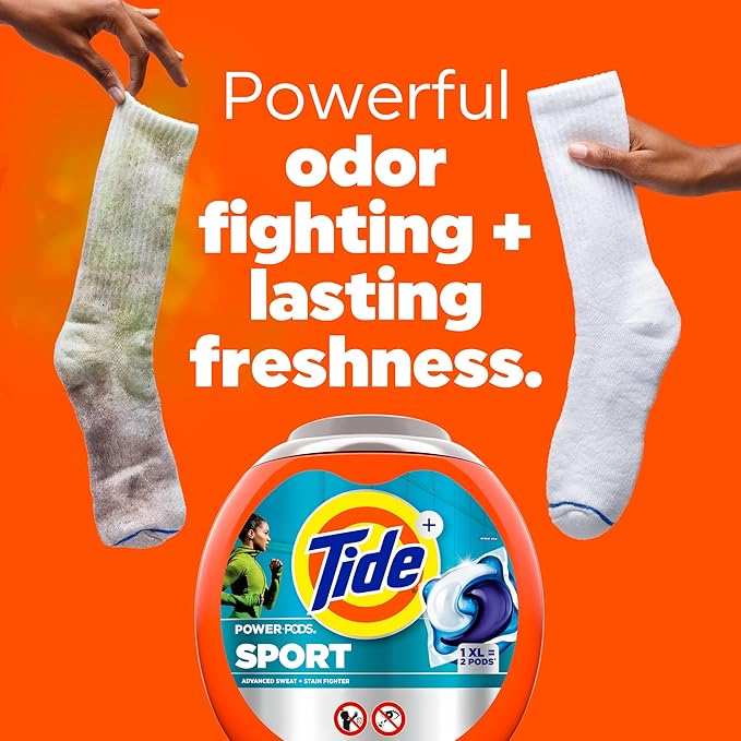 Tide Power Pods Sport Laundry Detergent Pacs, 32 Count, Advanced Sweat + Stain Fighter