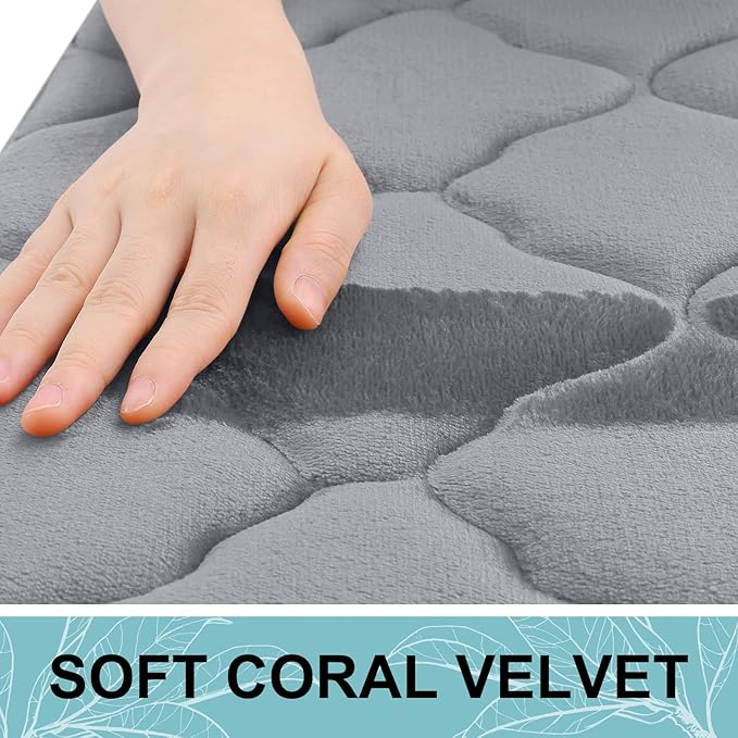 OLANLY Memory Foam Bath Mat Rug 59x34, Ultra Soft and Absorbent Bathroom Rugs, Non-Slip, Comfortable, Machine Washable Bath Carpet for Bathroom Floor, Tub, Shower and Home Decor Accessories, Grey