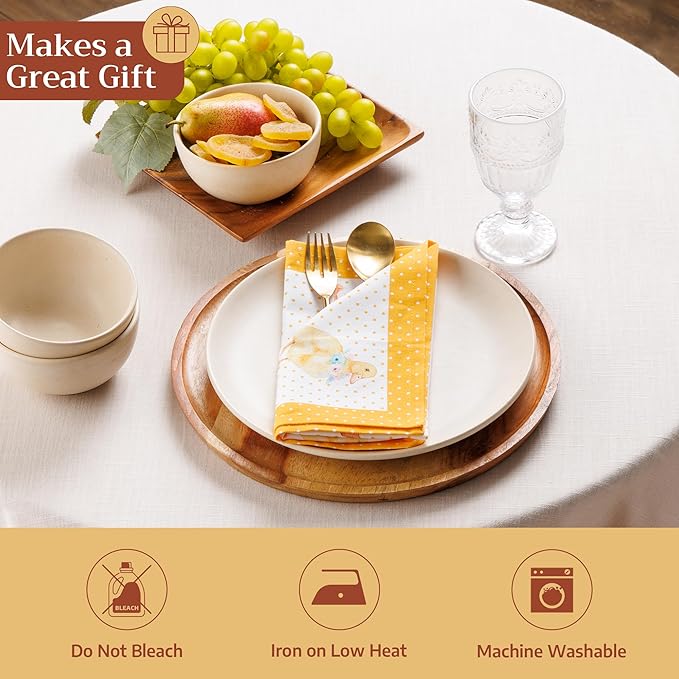 Maison d' Hermine 100% Cotton Cloth Napkins Set of 4 Everyday Reusable Square Napkins Cloth Washable Dinner Party Wedding Restaurant Hotel Kitchen Spring Summer (Ducklings in Spring, 18" x 18")