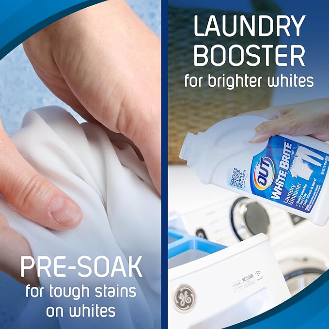 OUT White Brite Laundry Whitener Powder, Stain Remover Detergent Booster for Clothes, Removes Red Clay and Rust Stains on White Clothing and Uniforms, 28 Ounce - Pack of 2