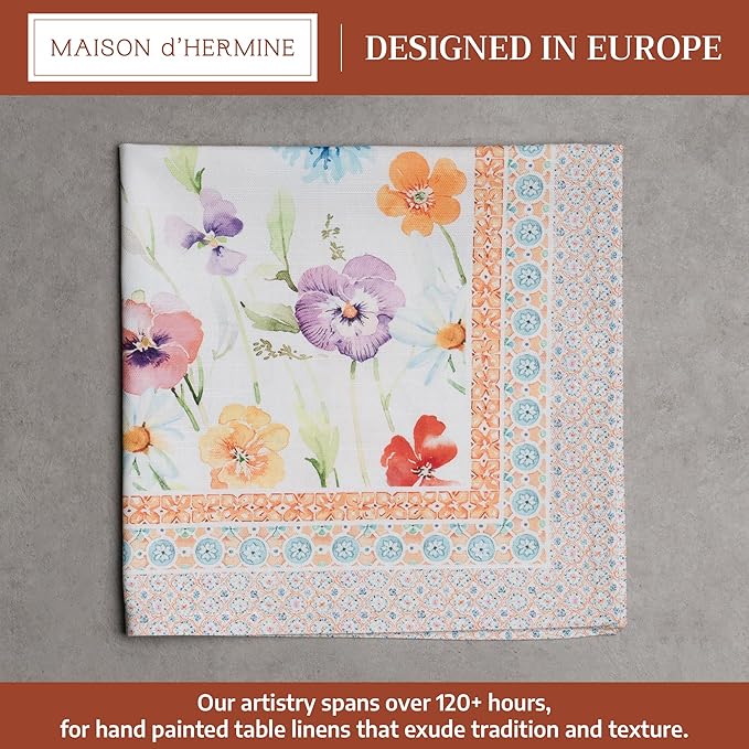 Maison d' Hermine 100% Cotton Cloth Napkins Set of 4 Everyday Reusable Square Napkins Cloth Washable Dinner Party Wedding Restaurant Hotel Kitchen Spring Summer (Summer Whisper, 20" x 20")