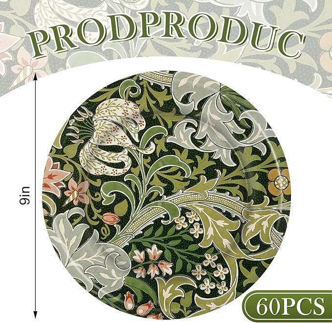 60Pcs Vintage Wildfloral Paper Plates Colorful Wildflower Disposable Plates 9 Inch Floral Decorative Dessert Plate for Appetizer Party Tableware Supplies Table Decor, 6 Designs
