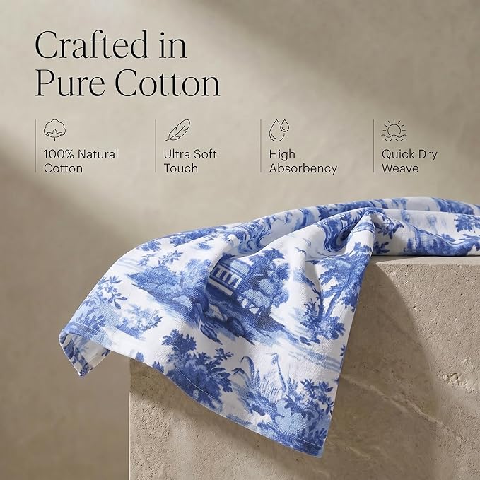 Urban Villa Kitchen Towels Set of 6 French Toile Kitchen Towels 20X30 Inches 100% Cotton Highly Absorbent Kitchen Towels Premium Quality Ultra Soft Mitered Corners KitchenTowels