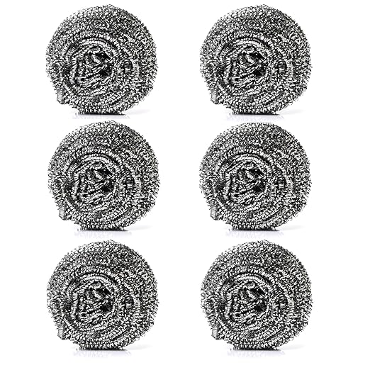 6 Pack Stainless Steel Scourers by for Dishes, Pots, Pans, and Ovens. Easy scouring for Tough Kitchen Cleaning