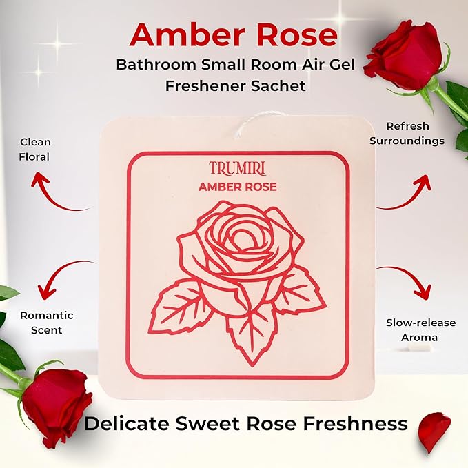 Amber Rose - Room Deodorizer Gel Odor Eliminator For Home - Pack Of 3 - Bathroom Air Freshener Odor Absorber - Long Lasting Non Plug In Strong Scent For Kitchen Trash Basement Rv Closet Smell