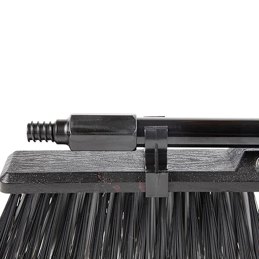 Restaurantware-Clean Tek Professional 17.13 Inch Push Broom, 1 Heavy-Duty Broom with 59â€ Handle - Medium Bristles, 2 Handle Attachment, Wooden, Commercial Use, for Deck, Garage, Yard, Patio