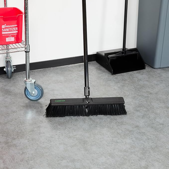 Restaurantware-BROOM HEAD ONLY: Clean Tek Professional 17.13-Inch Push Broom Head, 1 Heavy-Duty Cleaning Tool - Handle Sold Separately, Fine Flagged Bristles, Black Plastic, Outdoor Use