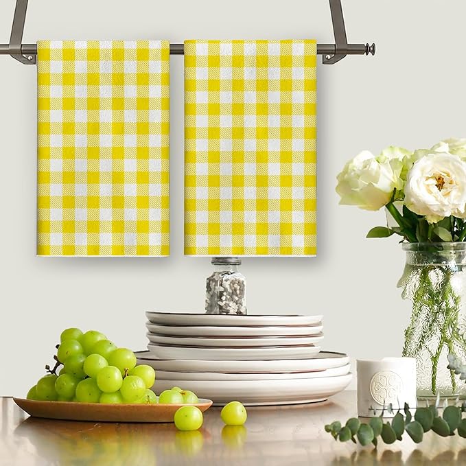 Summer Buffalo Plaid Kitchen Towels Farmhouse Gingham Dish Towel Pastel Spring Summer Checkered Decor Happy Easter Decorations for Home Party