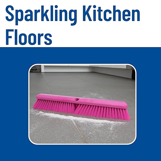 SPARTA Omni Sweep Plastic Push Broom Head, Heavy Duty, Industrial Broom With Color Code System For Outdoor, Indoor, Garage, Concrete, Patio, Kitchen, Bathroom, 18 Inches, Pink