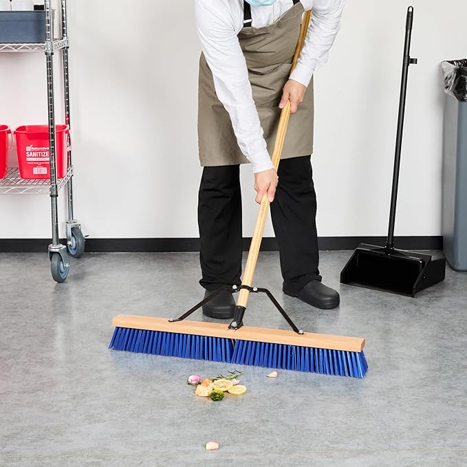 Restaurantware-BROOM HEAD ONLY: Clean Tek Professional 30-Inch Broom Head, 1 Heavy-Duty Push Cleaning Tool - Handle And Brace Sold Separately, Heavy Plastic Bristles, Wooden, Commercial Use