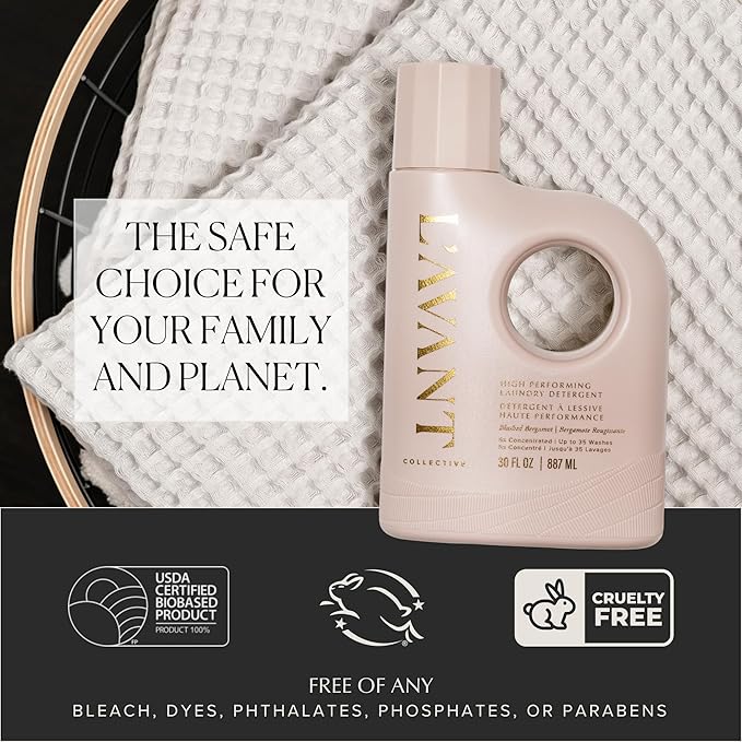 L'AVANT Collective Luxury Laundry Detergent | Blushed Bergamot | Natural Non-Toxic Liquid Laundry Soap with Enzymes | Plant-Based, HE Compatible, Protects Colors | 30 oz